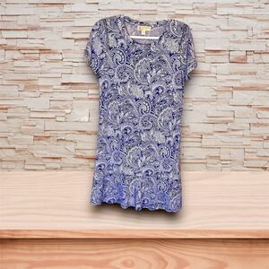 Michael Kors Blue and White Paisley Mini Dress